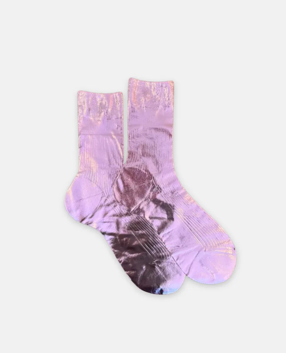 Maria La Rosa Lilac Metallic Silk Socks sold by COCLICO product image thumbnail 3