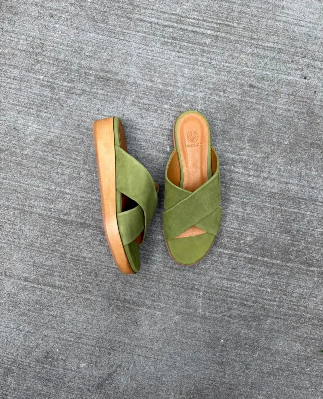 Warehouse Sale - Pat Wedge Sandal Moss Nubuck made by COCLICO