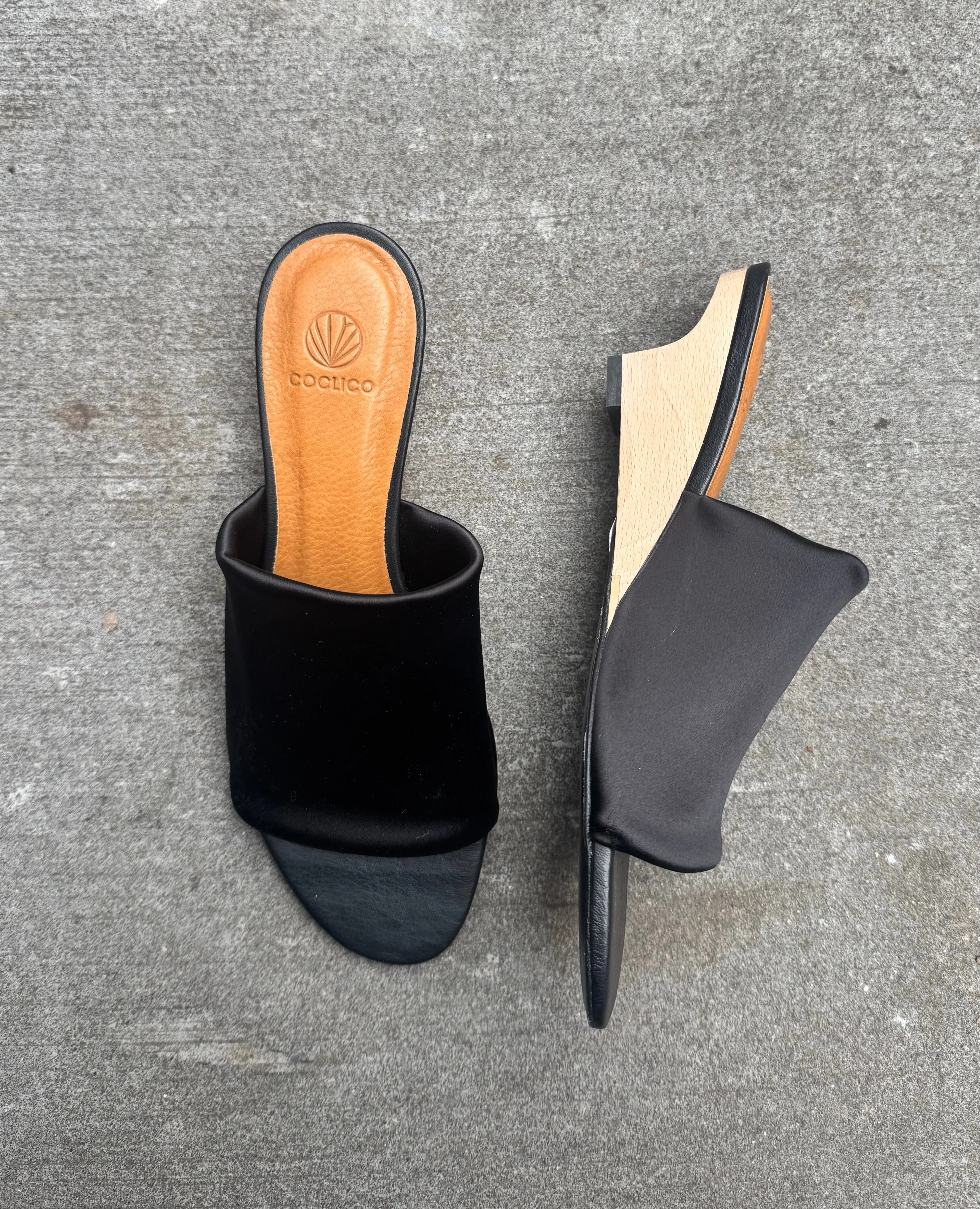 Warehouse Sale - Via Wedge Black Satin sold by COCLICO