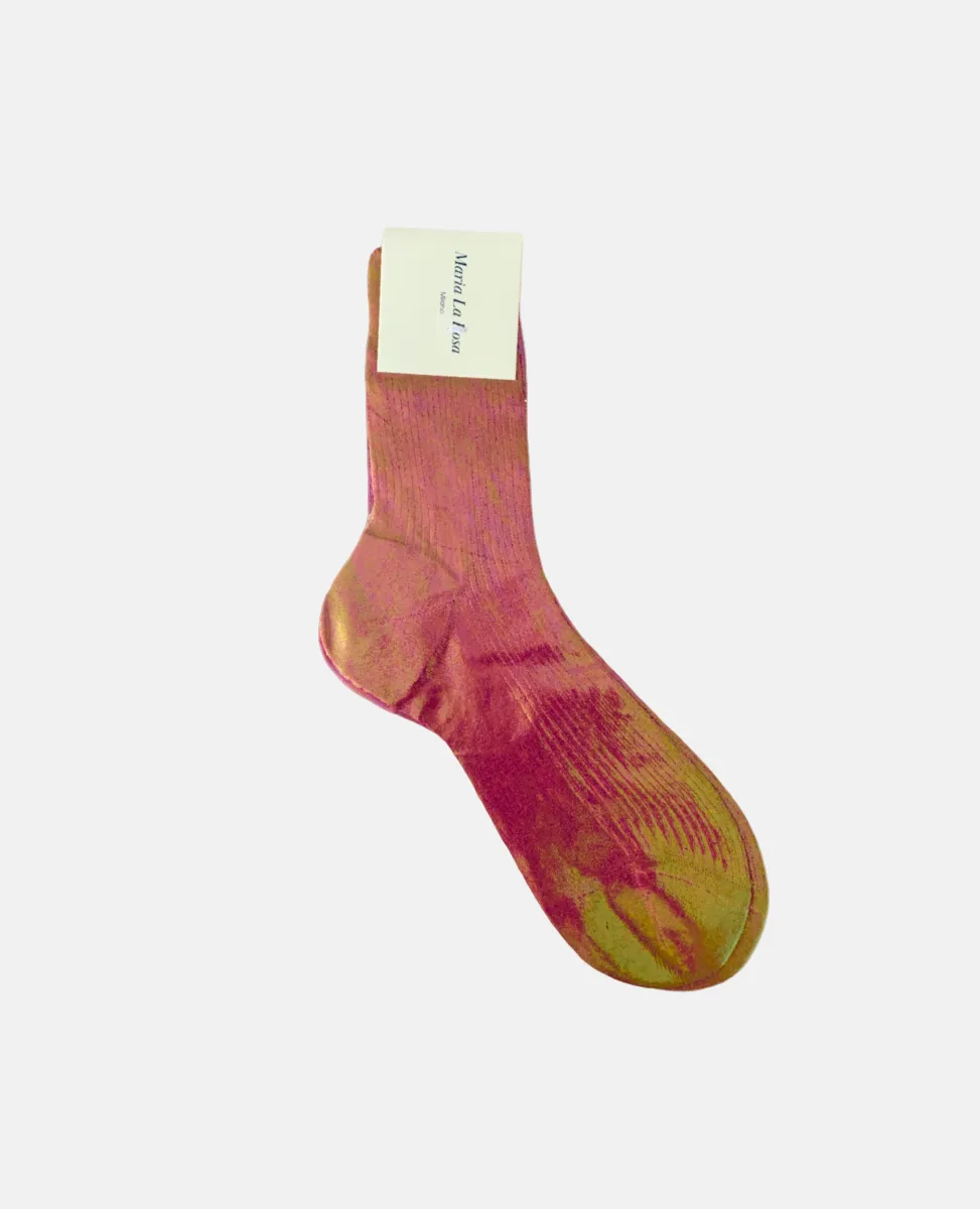 Maria La Rosa Bordeaux Metallic Silk Socks sold by COCLICO product image thumbnail 4