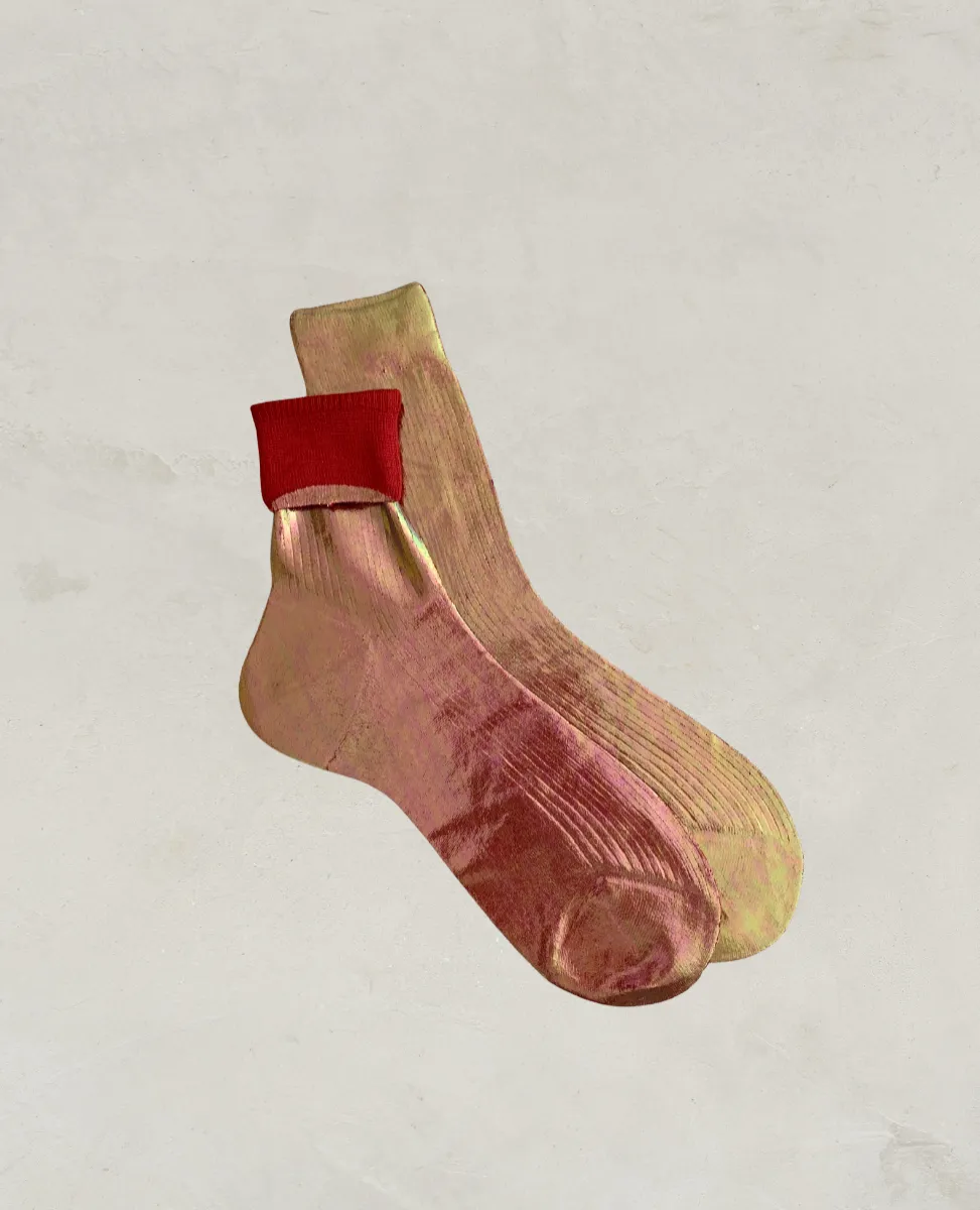Maria La Rosa Bordeaux Metallic Silk Socks sold by COCLICO product image thumbnail 3
