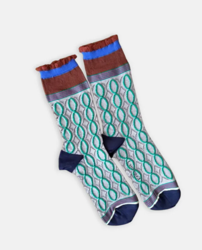 Exquisite J 'Seventies Multi Braid' Socks made by COCLICO