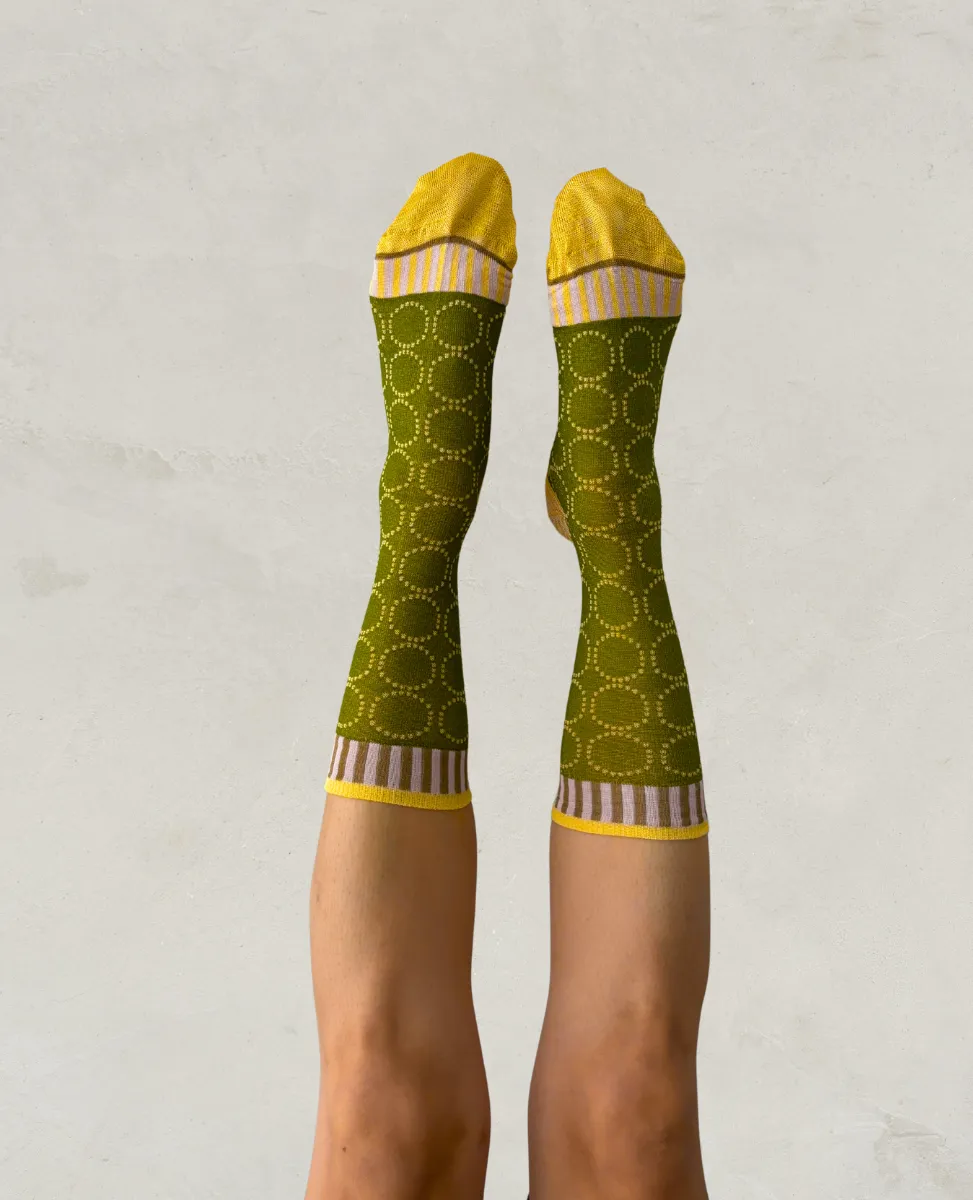Exquisite J 'Jacquard Circles' Socks sold by COCLICO