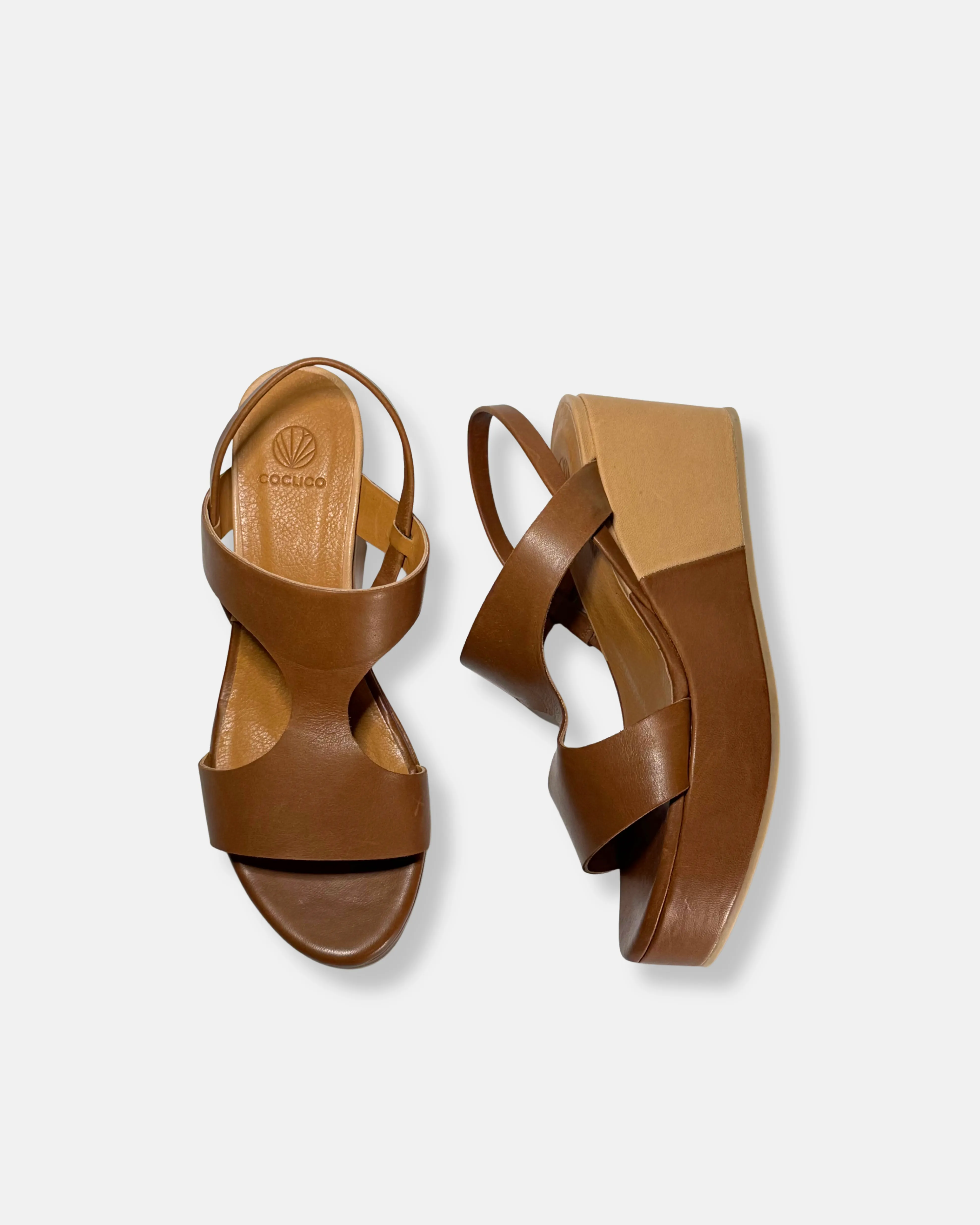 Archive Sale - Lamb Wedge Sandal Caramello / Camel sold by COCLICO