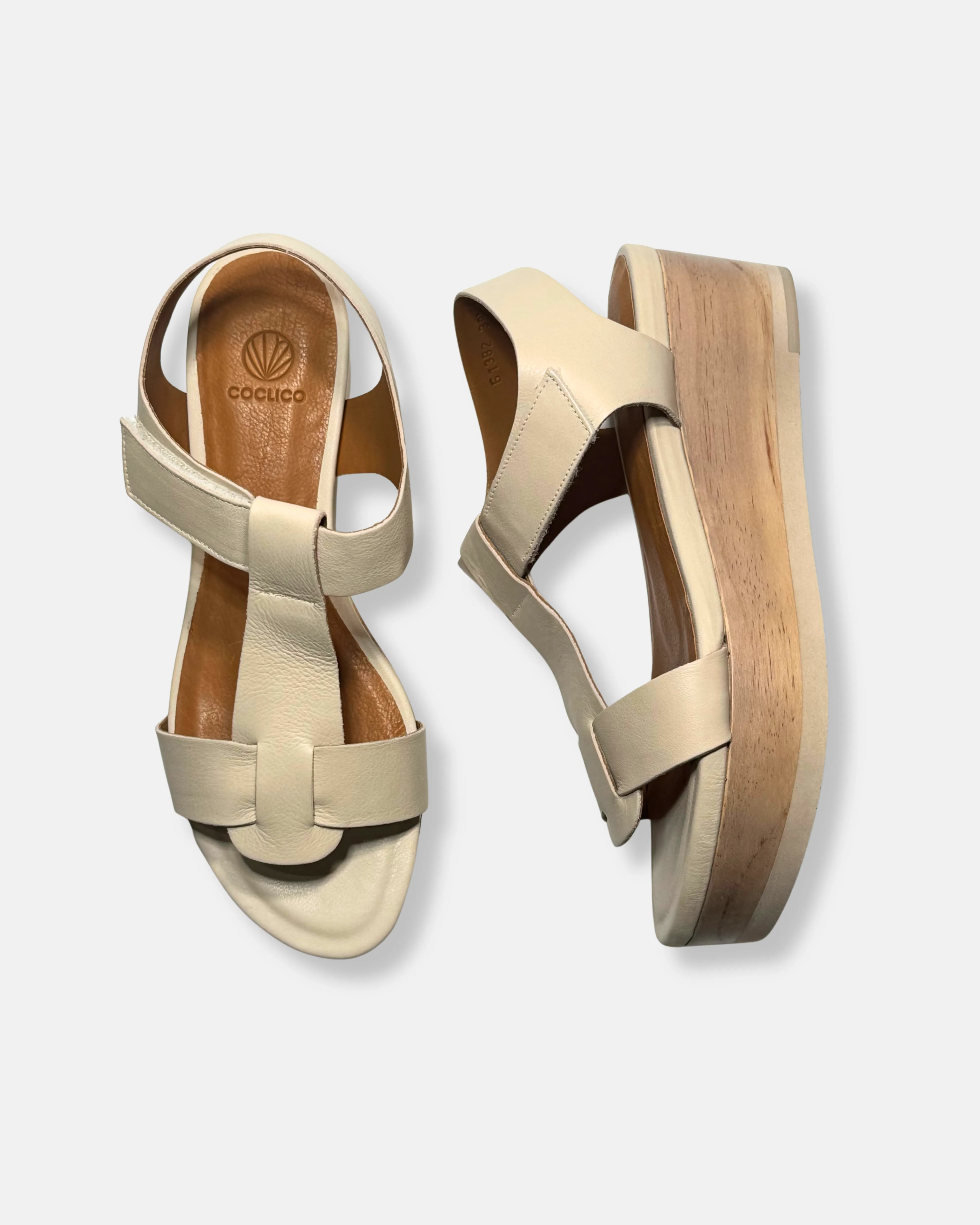 Archive Sale - Ally Wedge Sandal Greige sold by COCLICO