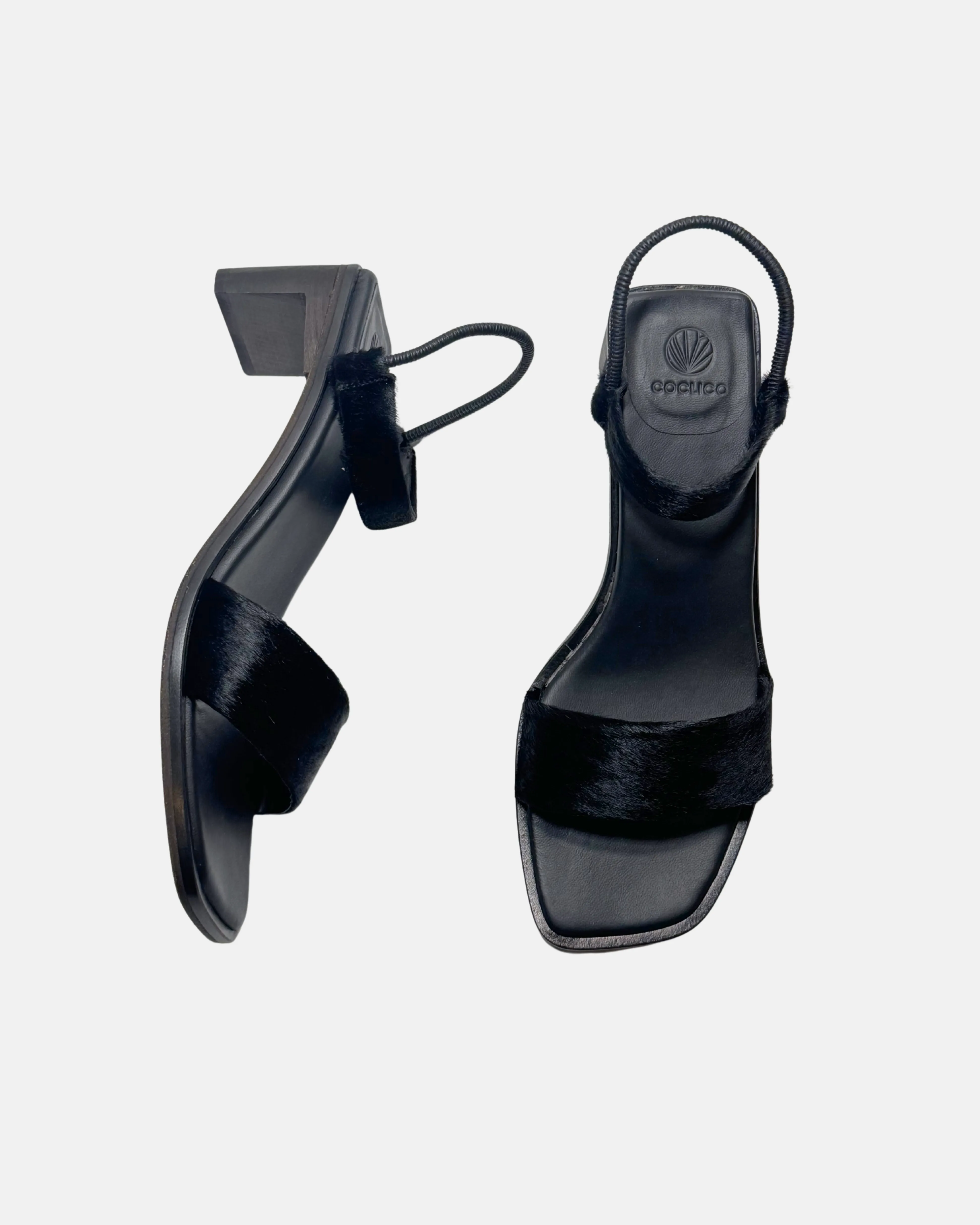 Archive Sale - Nimbus Heeled Sandal Black Lux Hair sold by COCLICO