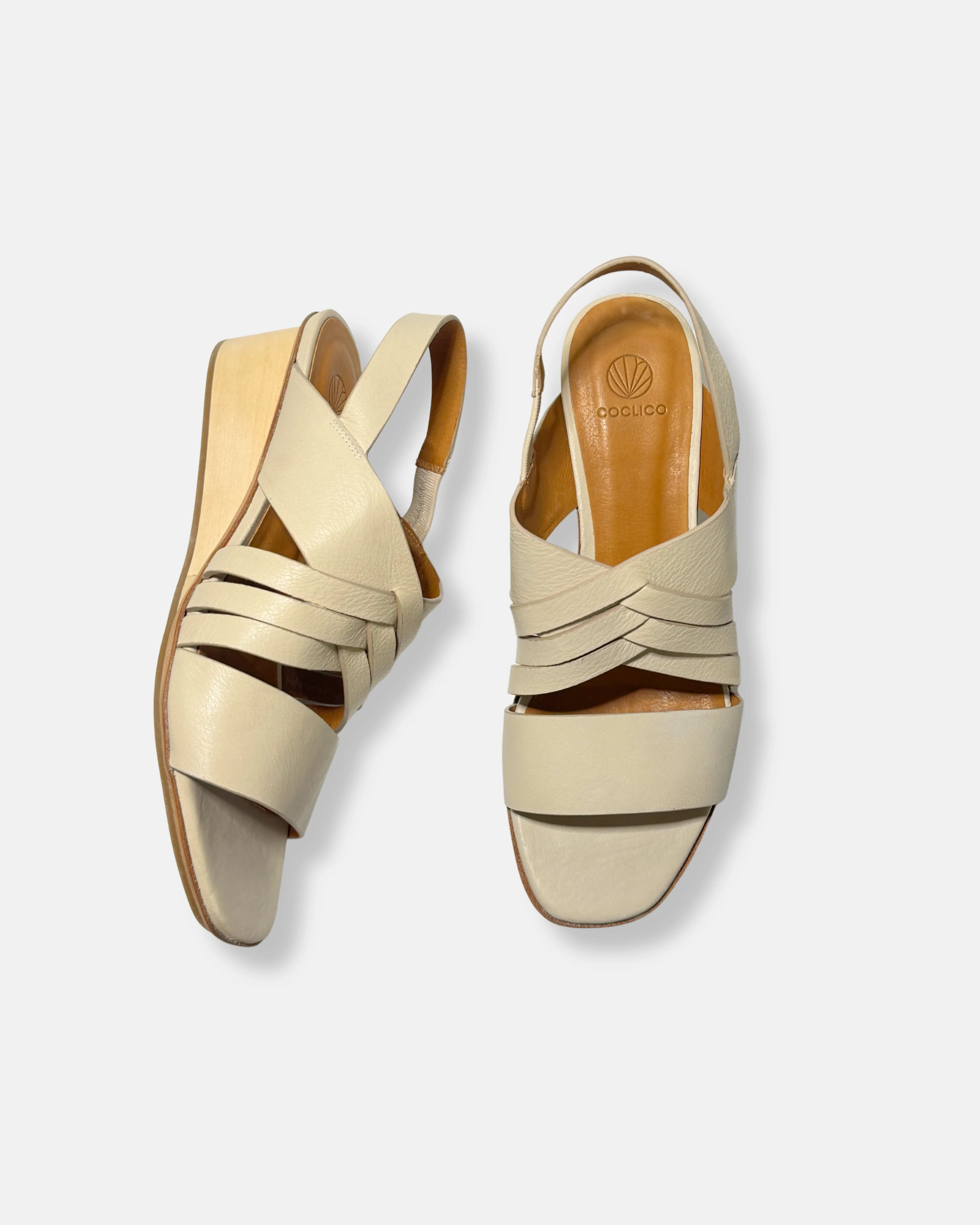Archive Sale - Odessa Wedge Sandal Greige sold by COCLICO