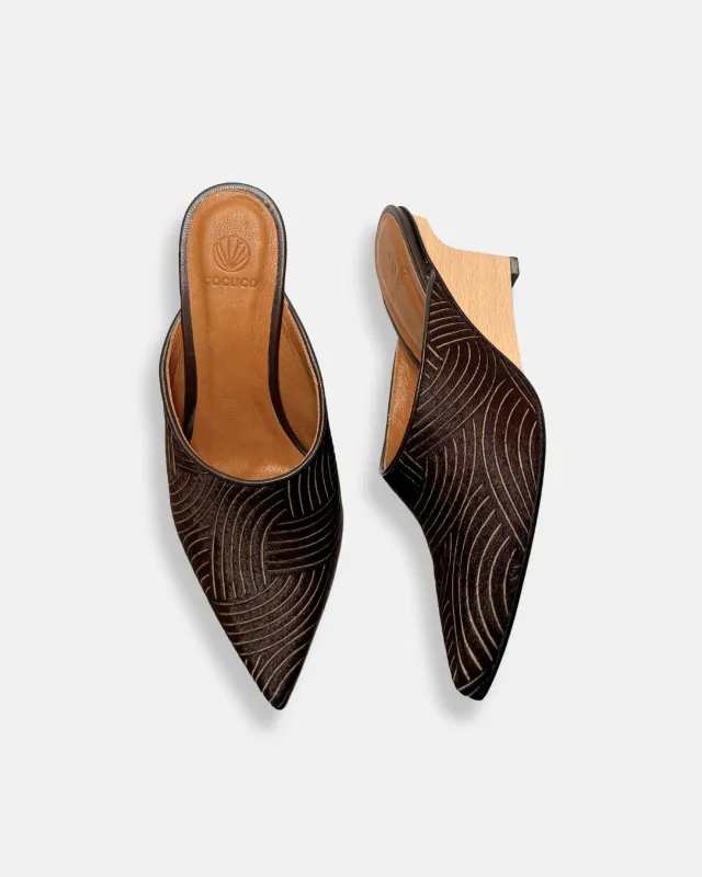 Archive Sale - Racer Wedge Heel Wave Chocolate made by COCLICO