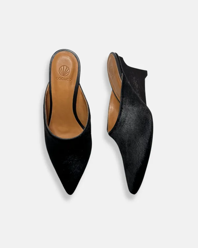 Archive Sale - Racer Wedge Heel Black Lux Hair made by COCLICO
