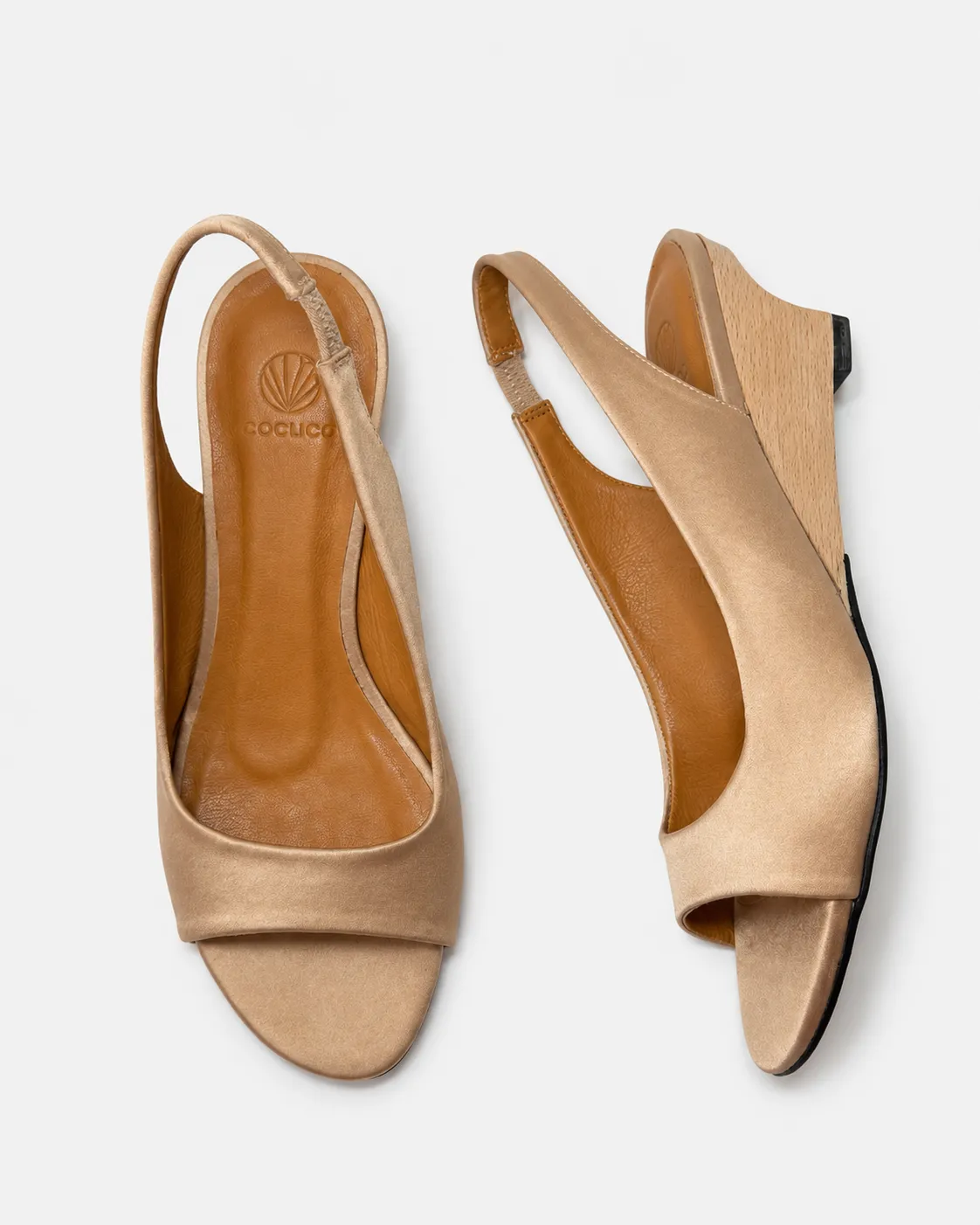 Archive Sale - Vamp Demi-Wedge Beige Satin sold by COCLICO product image thumbnail 2