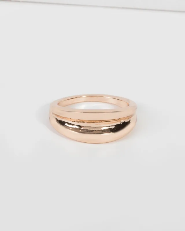 Gold Metal Split Detail Ring made by Collete Hayman