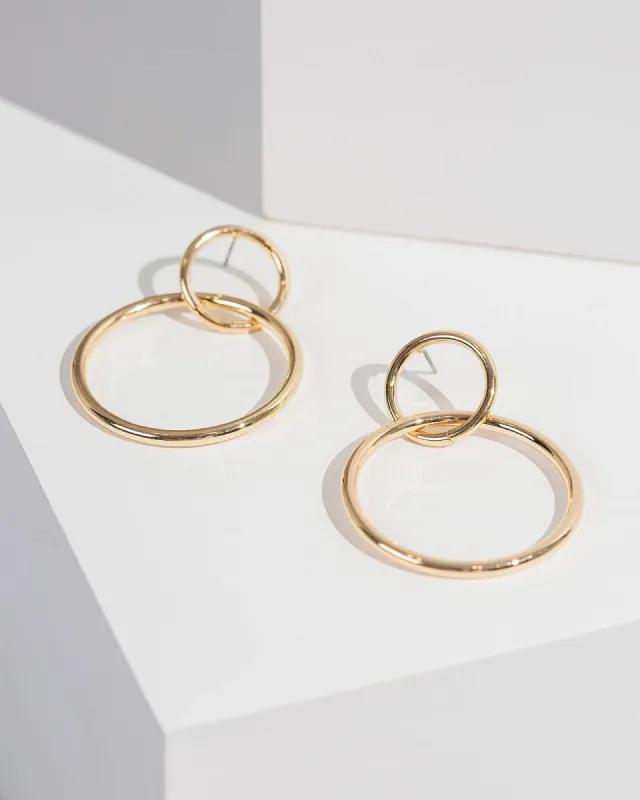 Gold Double Hoop Fine Drop Earrings sold by Collete Hayman