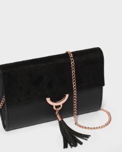 Black Aria Tassel Clutch Bag sold by Collete Hayman