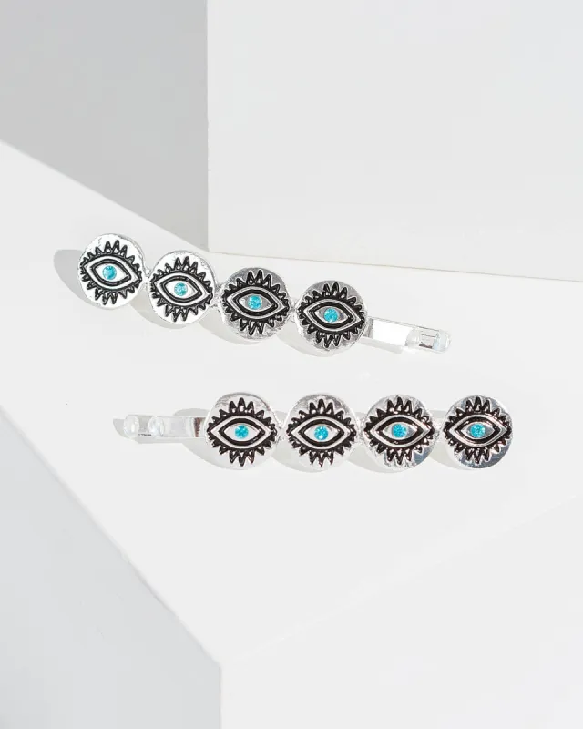 Multi Colour 2 Pack Evil Eye Hair Slides sold by Collete Hayman