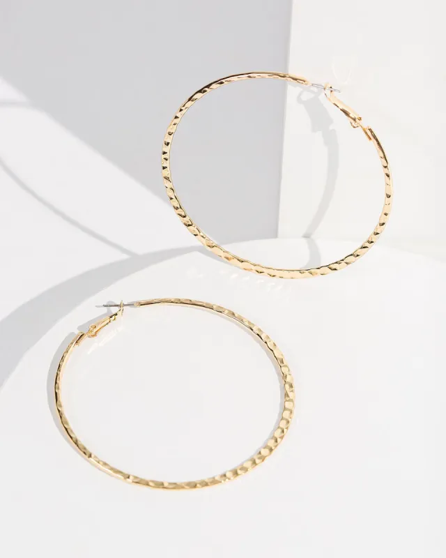 Gold Textured Big Hoop Earrings sold by Collete Hayman
