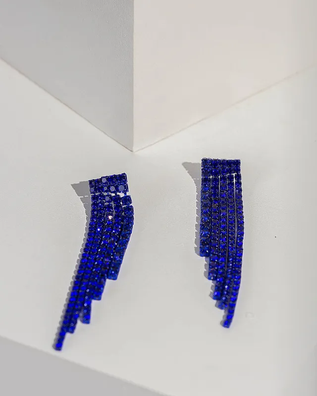 Blue Crystal Tassel Drop Earrings sold by Collete Hayman