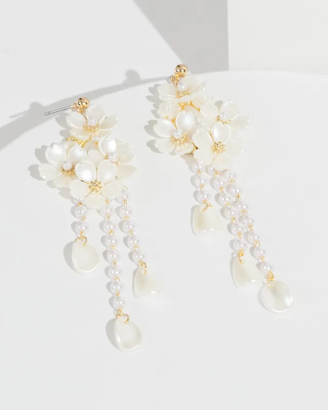 White Pearl Cluster Tassel Earrings sold by Collete Hayman