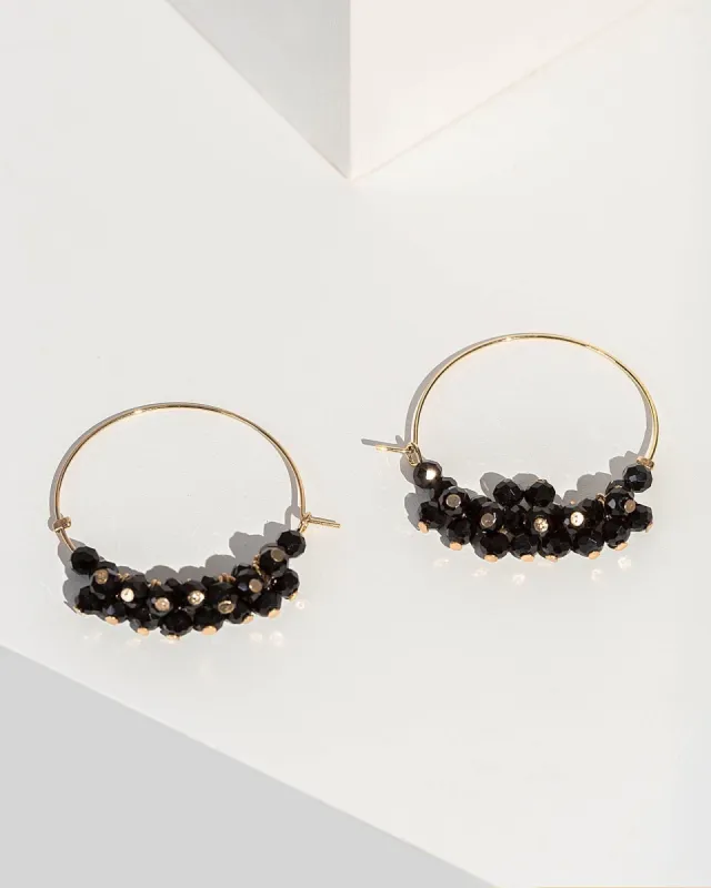 Black Crystal Cluster Hoop Earrings sold by Collete Hayman