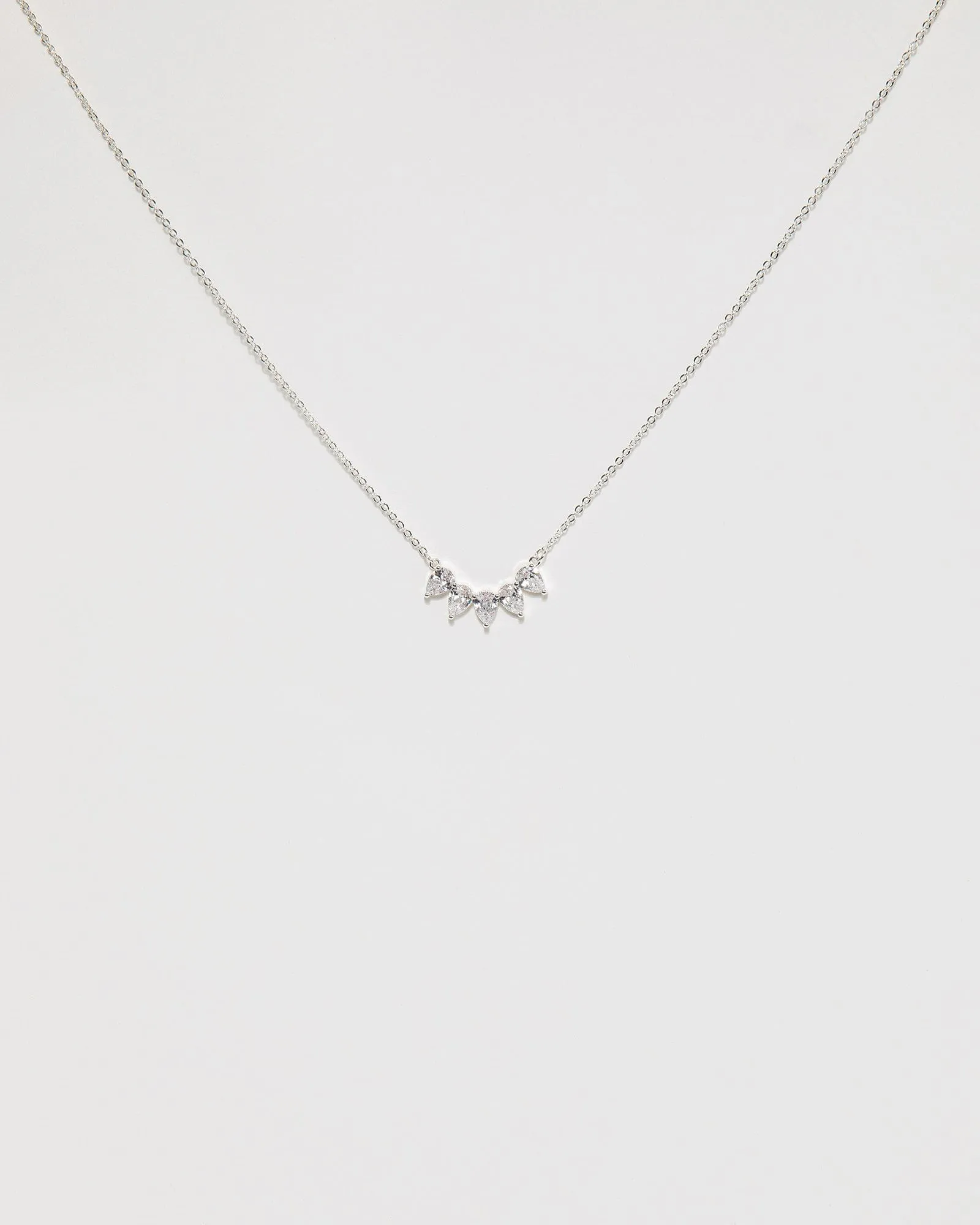 Silver Cubic Zirconia Crystal Teardrops Necklace sold by Collete Hayman