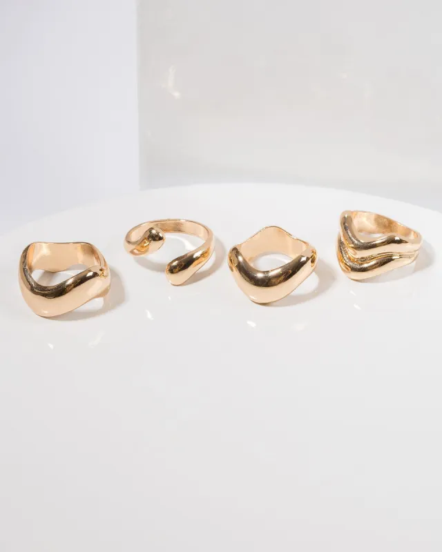 Gold Wavy Chunky Ring Pack sold by Collete Hayman