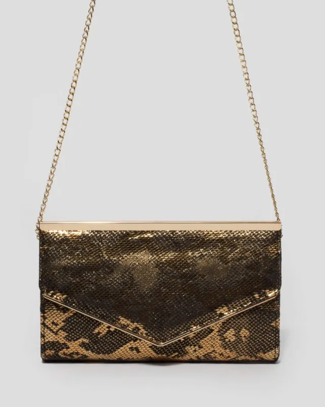 Gold Maddison Bar Clutch Bag sold by Collete Hayman