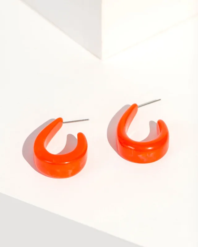 Orange Acrylic Hoop Earrings sold by Collete Hayman