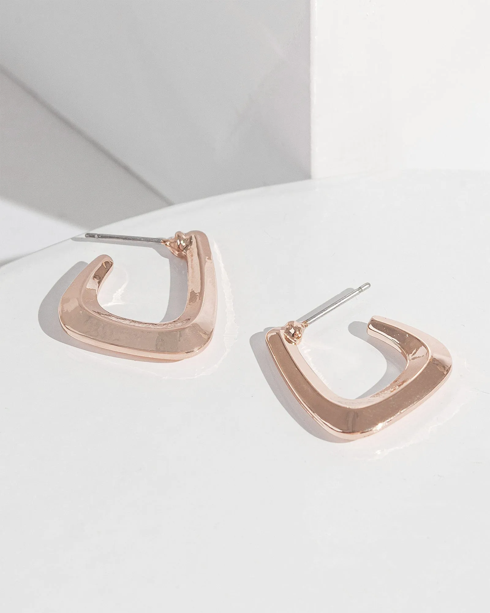 Rose Gold Angled Hoop Earrings sold by Collete Hayman product image thumbnail 2