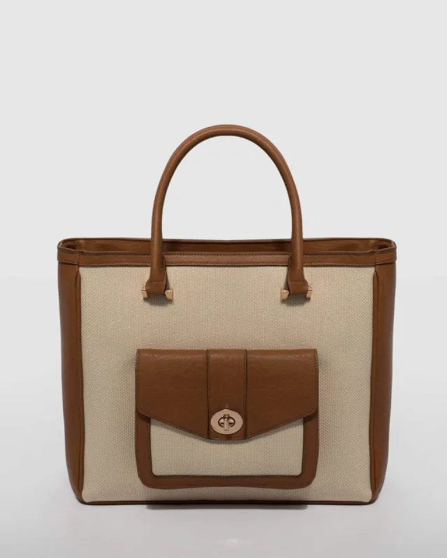 Natural and Tan Jezebel Large Tote Bag sold by Collete Hayman