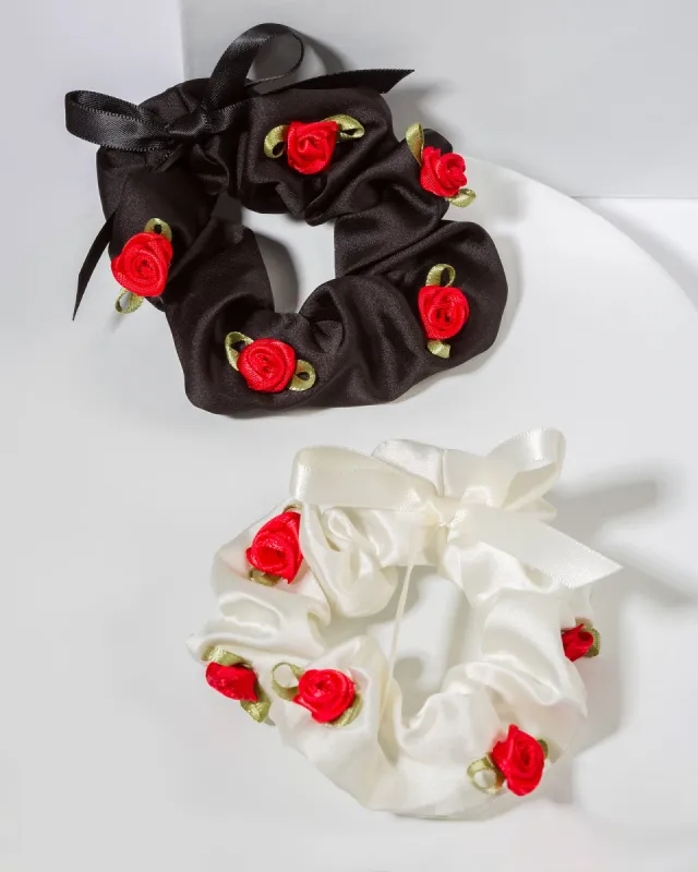 Multi Colour 2 Pack Rosette Detail Scrunchie sold by Collete Hayman