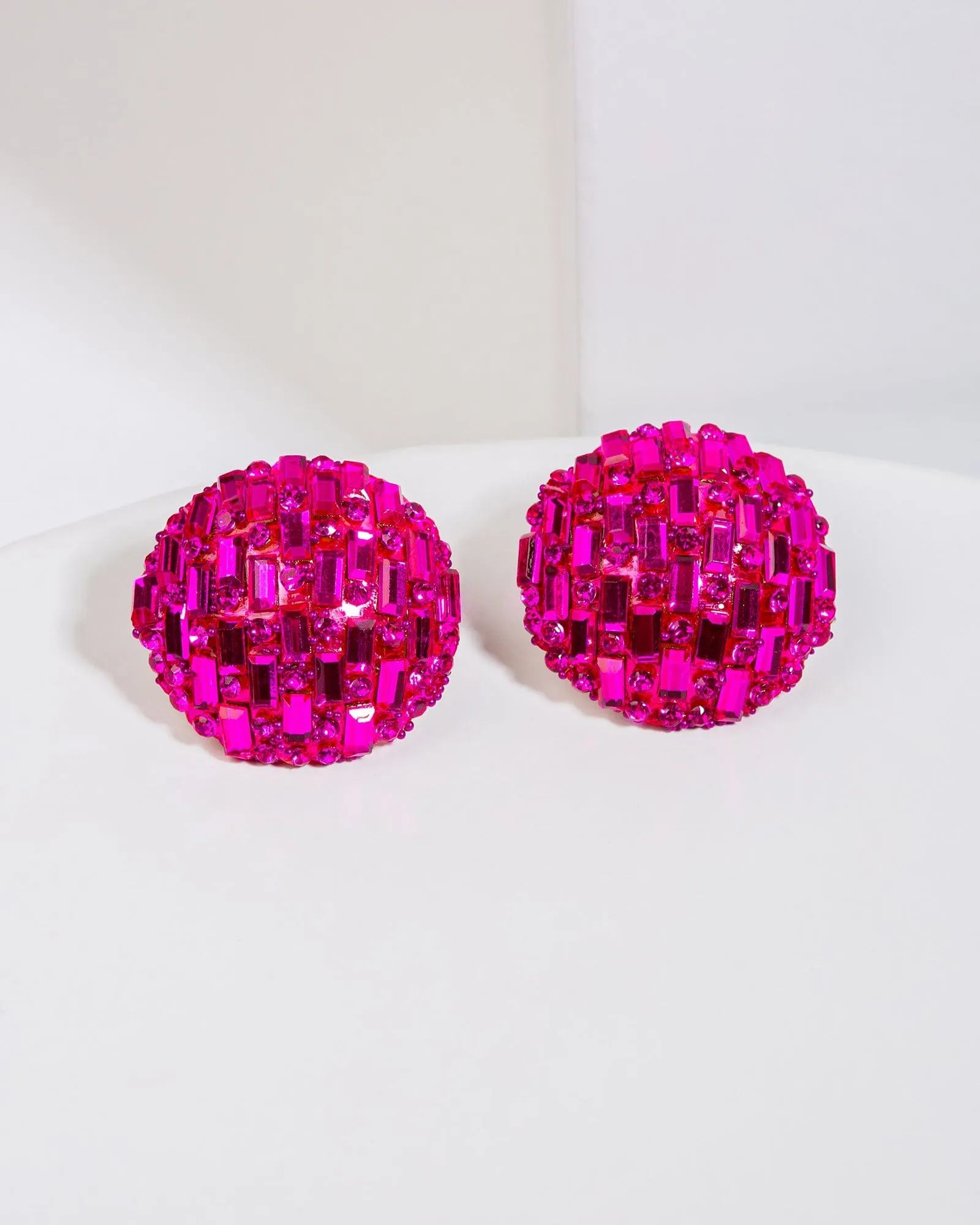 Pink Crystal Half Ball Stud Earrings sold by Collete Hayman