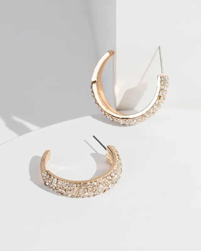 Gold Pave Half Hoop Earrings sold by Collete Hayman