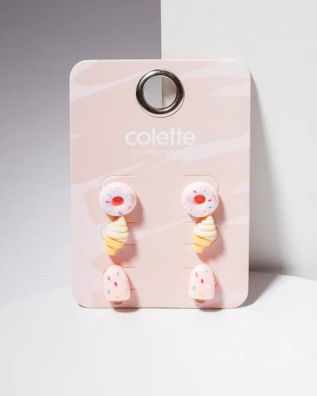 Multi Colour Donut & Ice Cream Stud Earring Pack sold by Collete Hayman