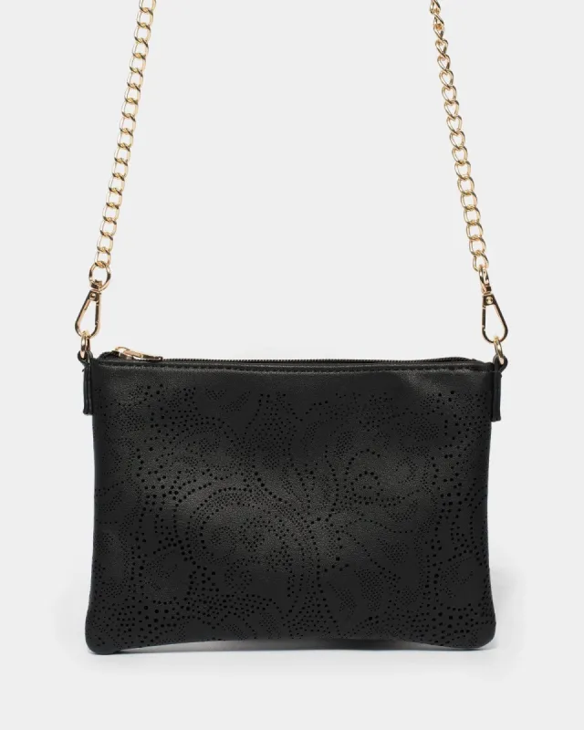 Black Peta Punchout Crossbody Bag sold by Collete Hayman
