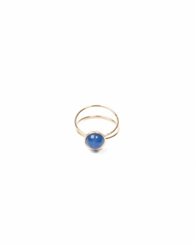 Blue Gold Tone Fine Metal Round Stone Ring - Medium sold by Collete Hayman