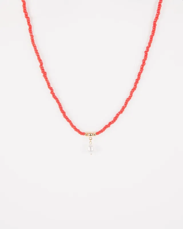 Red Beaded Pearl Necklace sold by Collete Hayman