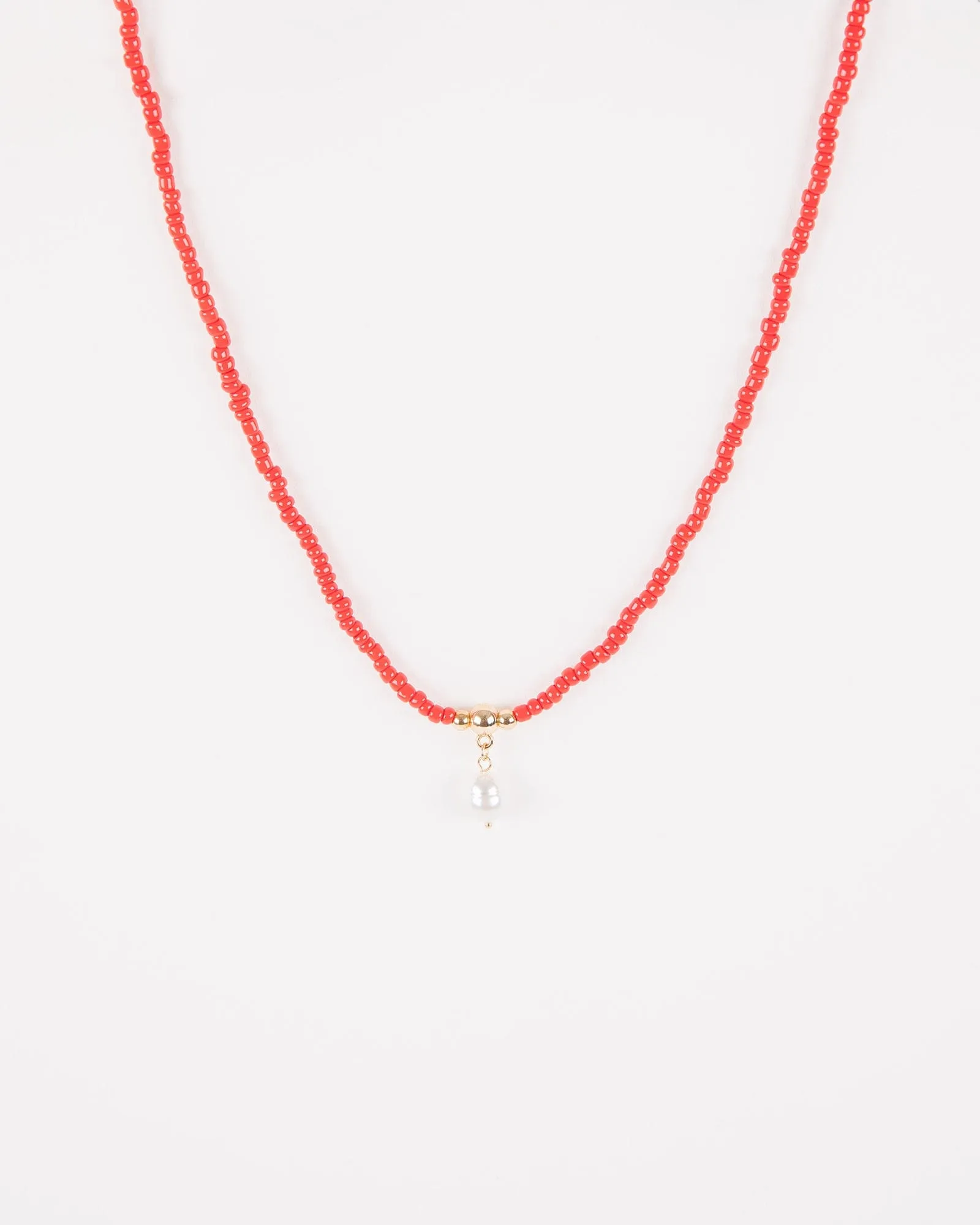 Red Beaded Pearl Necklace sold by Collete Hayman