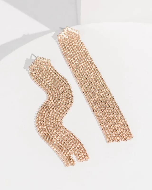 Rose Gold Ball Bead Tassel Earrings sold by Collete Hayman