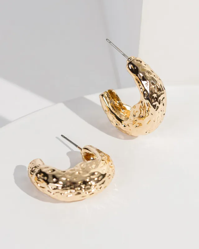 Gold Textured Chunky Hoop Earrings sold by Collete Hayman