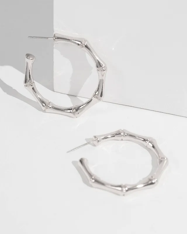 Silver Small Bamboo Hoop Earrings sold by Collete Hayman