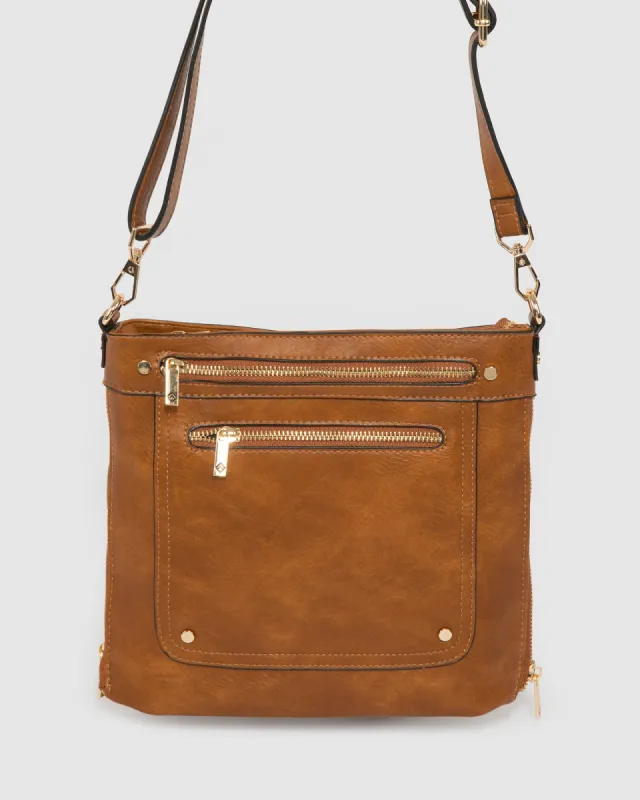 Tan Penelope Zip Crossbody Bag sold by Collete Hayman