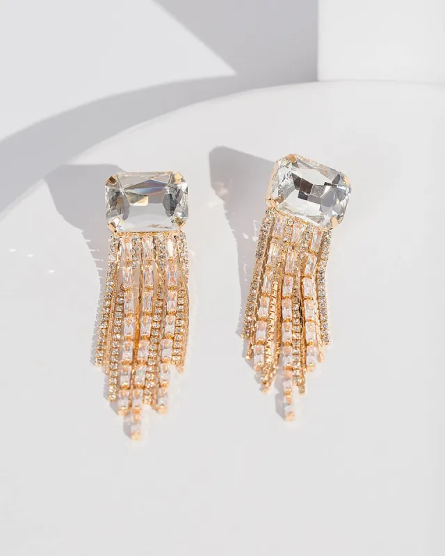 Gold Tassel Crystal Earrings sold by Collete Hayman