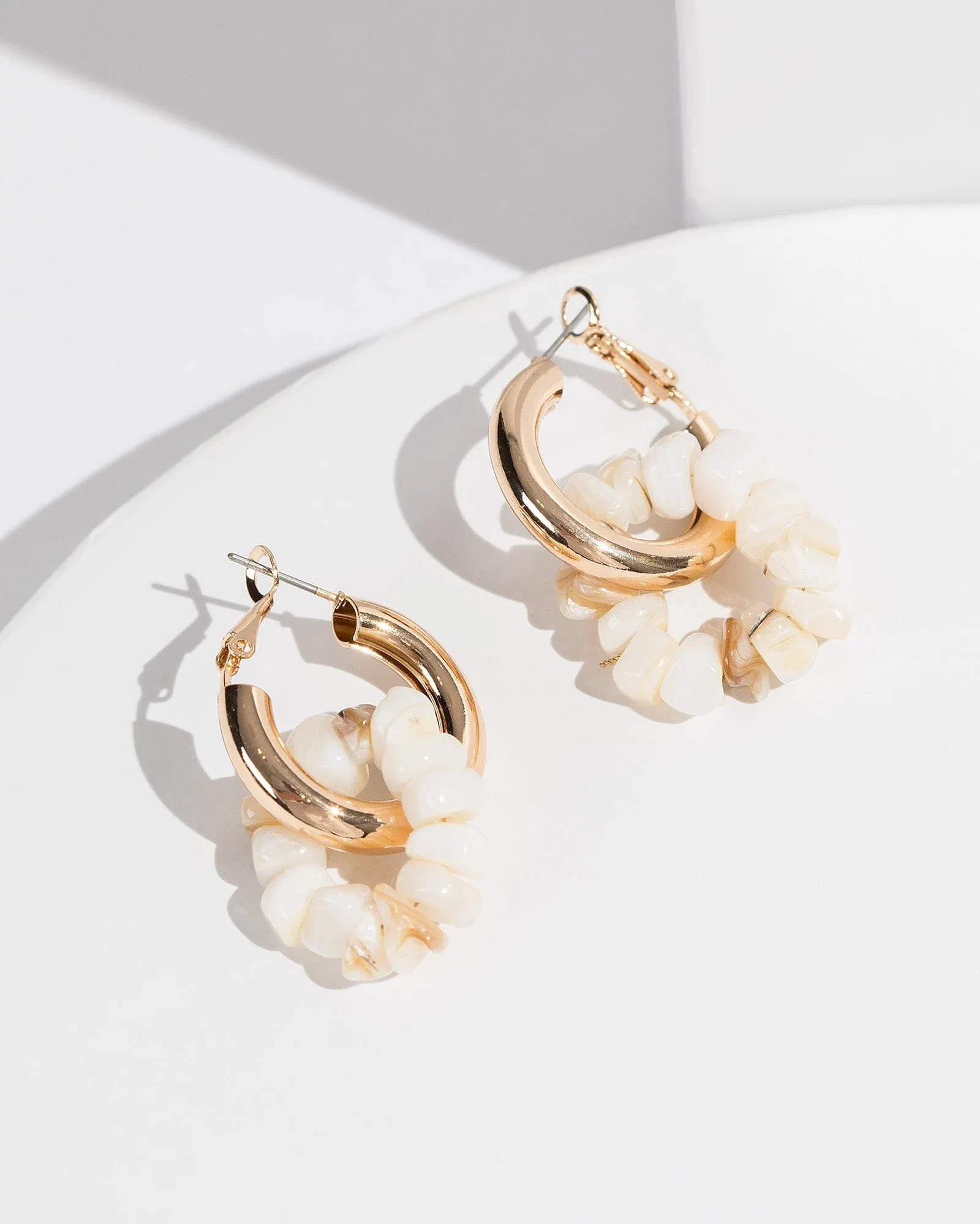 White Stones Small Hoop Earrings sold by Collete Hayman