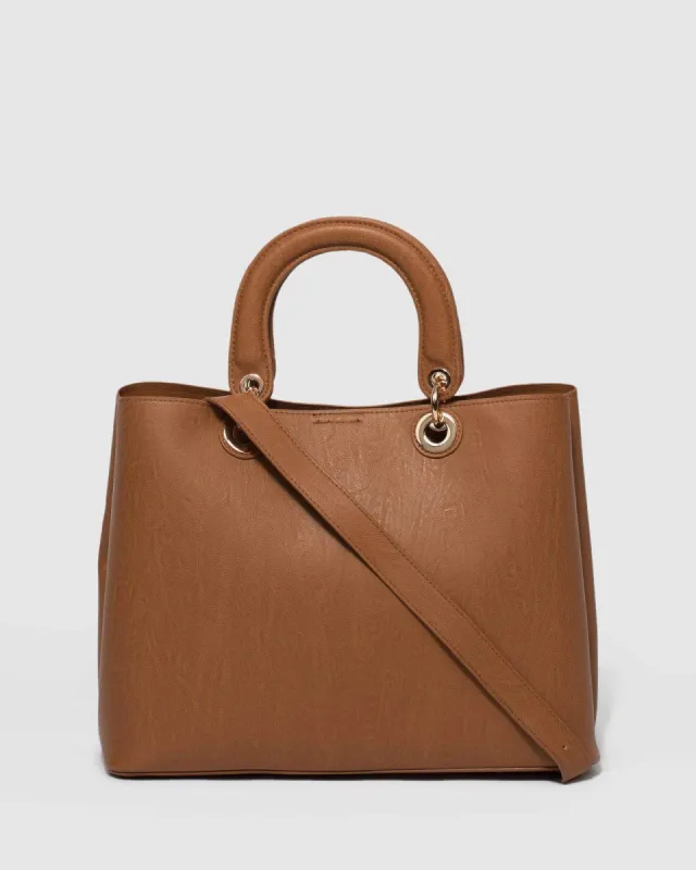Tan Tori Handle Large Tote Bag sold by Collete Hayman