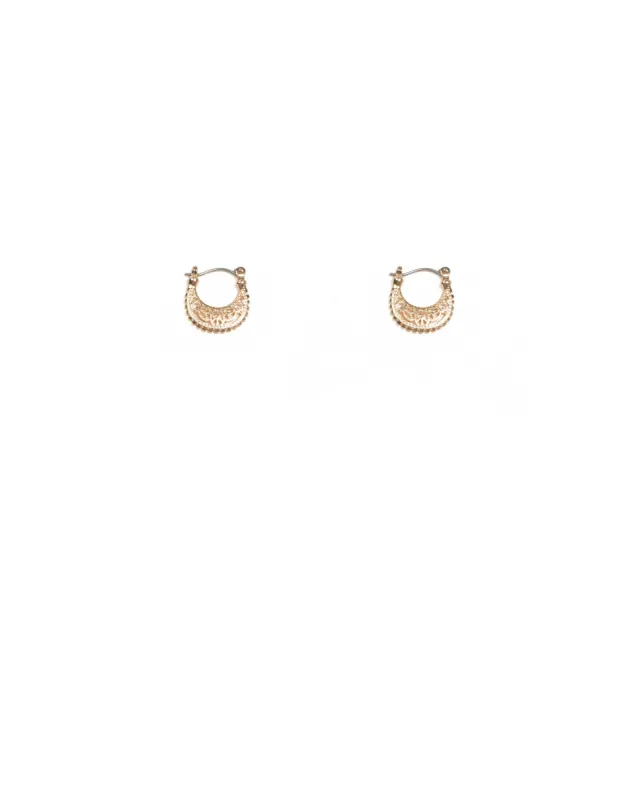 Gold Tone Filigree Mini Hoop Earrings sold by Collete Hayman