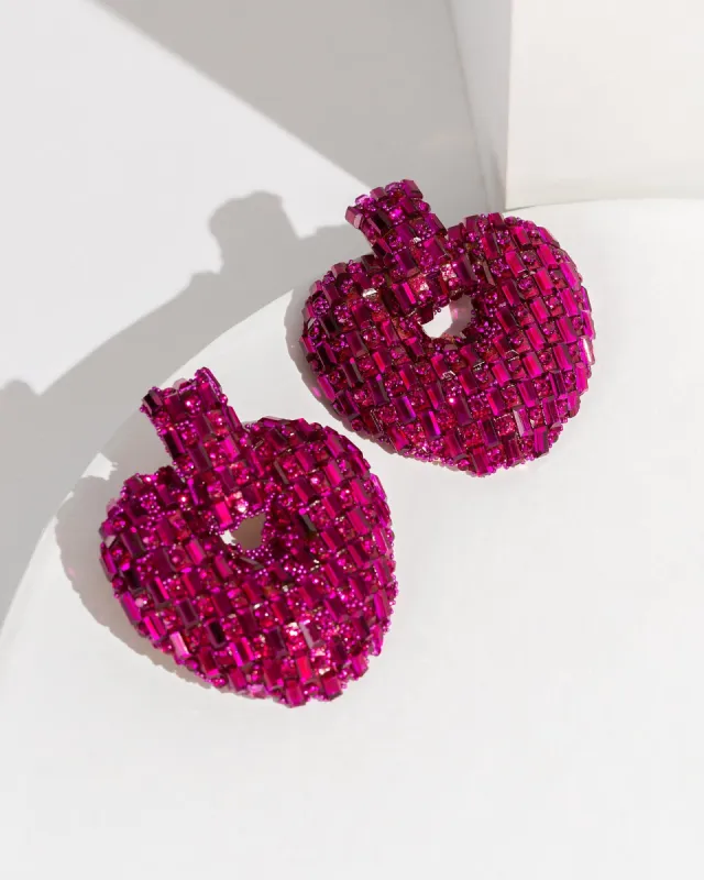 Pink Crystal Heart Earrings sold by Collete Hayman