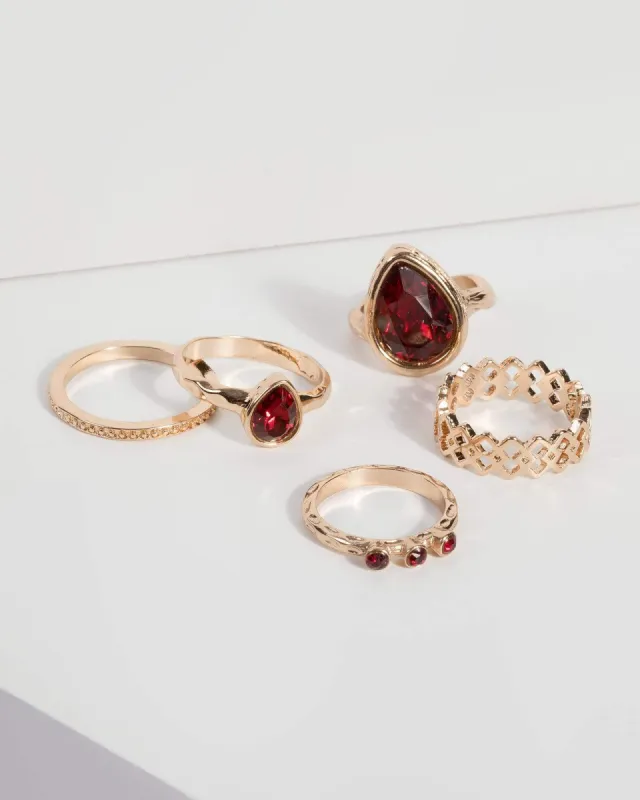Red Tear Drop Stone Ring Set sold by Collete Hayman