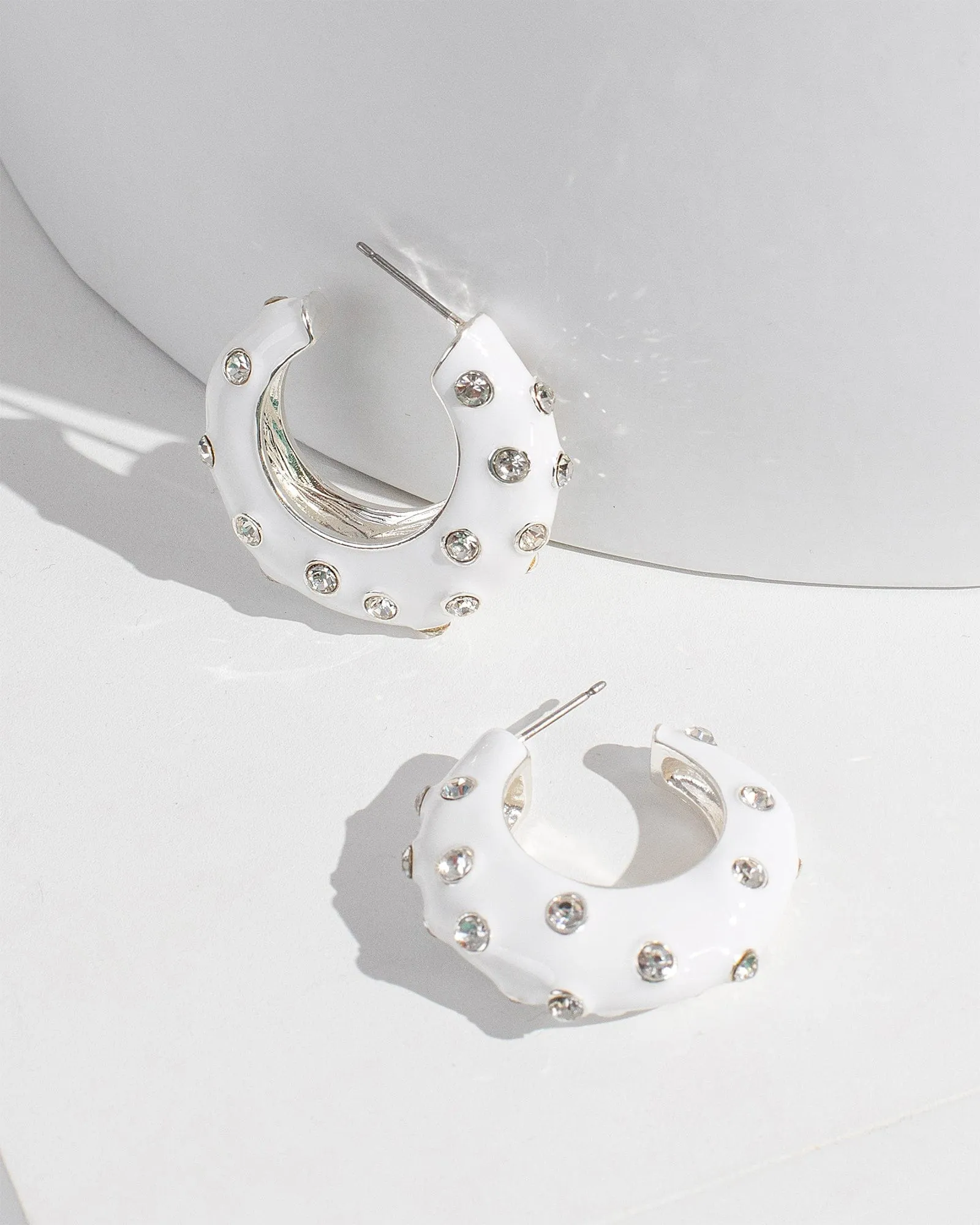 White Studded Hoop Earrings sold by Collete Hayman