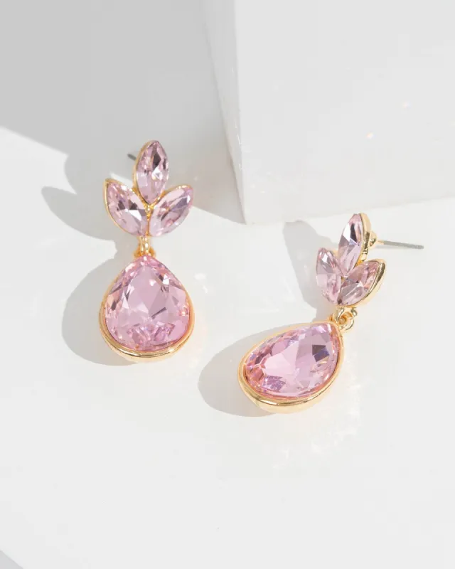 Pink Crystal Cluster Drop Earrings sold by Collete Hayman