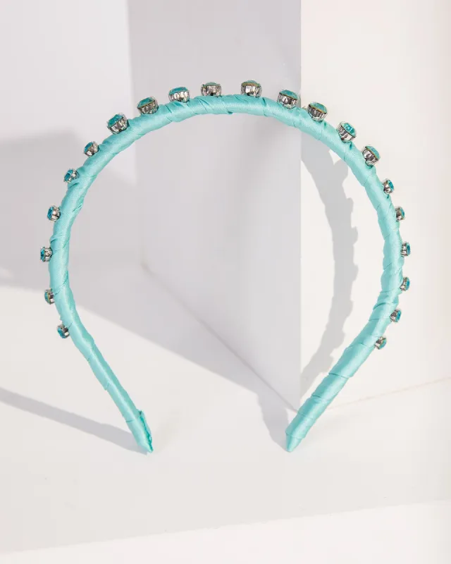 Blue Wrapped Crystal Detail Headband sold by Collete Hayman