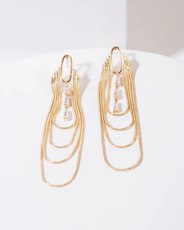 Gold Crystal Chain Drop Earrings sold by Collete Hayman